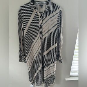 Striped Midi Collared Button Down Dress